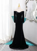 Black Mermaid Velvet Long Sleeve Prom Dress