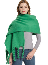 Autumn and Winter Knotted Thick Braid Tassel Scarf