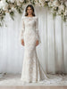 White Mermaid Lace Long Sleeve Wedding Dress