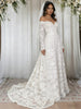 White Lace Off the Shoulder Long Sleeve Wedding Dress