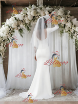 White Mermaid Long Sleeve V-neck Wedding Dress