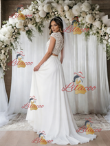 White Lace Chiffon Two Pieve Wedding Dress