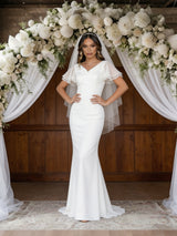 White Mermaid V-neck Wedding Dress