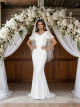 White Mermaid V-neck Wedding Dress
