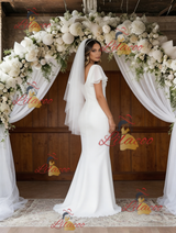 White Mermaid V-neck Wedding Dress