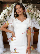 White Mermaid V-neck Wedding Dress