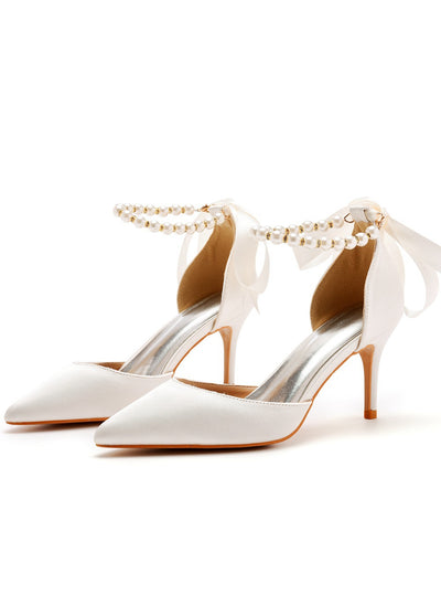 7 cm Ribbon Beaded Stiletto Sandals