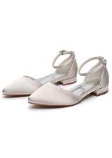 Flat-heeled Pointed Low-heeled Satin Bridal Shoes