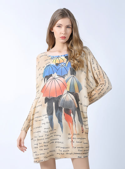 Cartoon Printed Loose Sweater