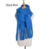 Thick Solid Color Long Tassels Scarf