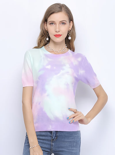 Short-sleeved Pullover Tie-dyed Shirt