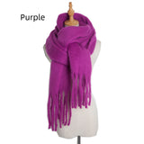 Thick Solid Color Long Tassels Scarf