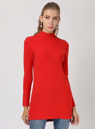 Solid Color Semi-high Neck Slim Long Sleeve Sweater