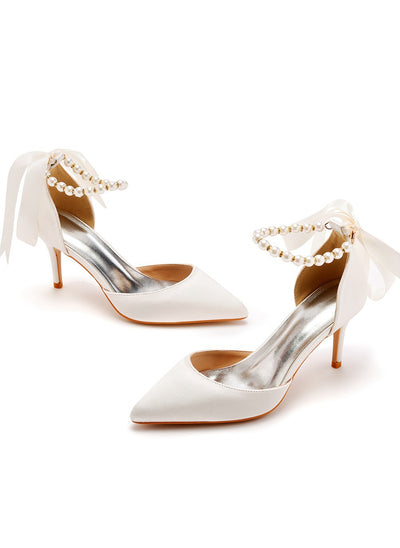 7 cm Ribbon Beaded Stiletto Sandals