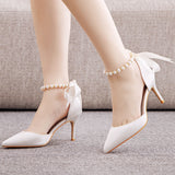 7 cm Ribbon Beaded Stiletto Sandals