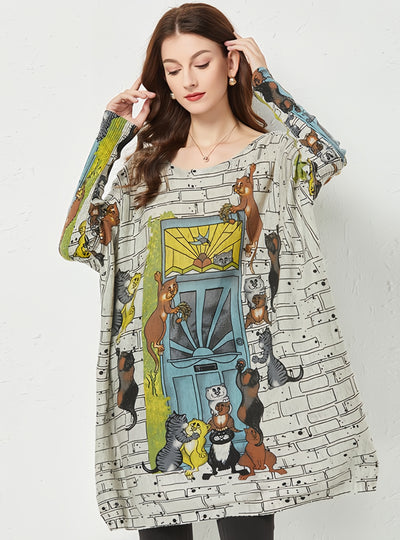 Women Cartoon Printed Loose Sweater