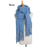 Thick Solid Color Long Tassels Scarf