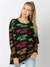 Round Neck Loose Long Sleeve Letter Sweater