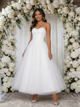White Spaghetti Straps Wedding Dress