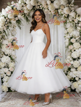 White Spaghetti Straps Wedding Dress
