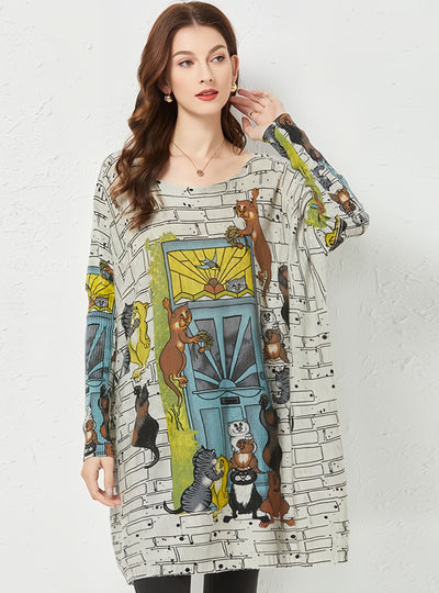 Women Cartoon Printed Loose Sweater