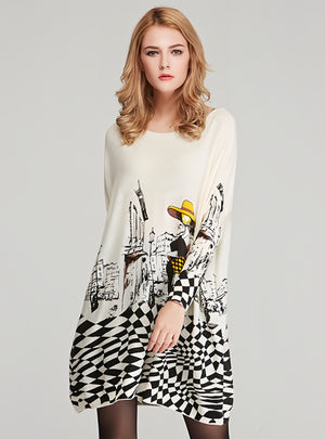 Loose Plus Size Cartoon Print Pullover Sweater