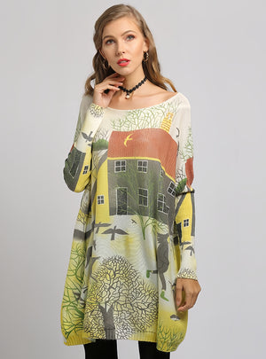 Women's Printed Pullover Loose Plus Size Sweater