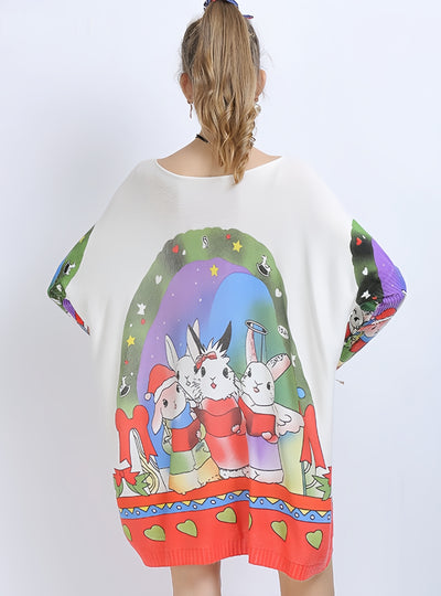 Rabbit Print Plus Size Sweater