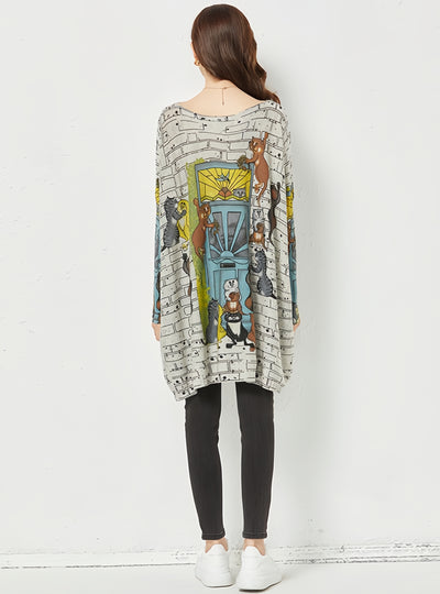Women Cartoon Printed Loose Sweater