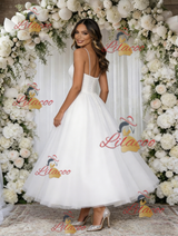 White Spaghetti Straps Wedding Dress