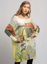 Women's Printed Pullover Loose Plus Size Sweater