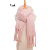 Thick Solid Color Long Tassels Scarf
