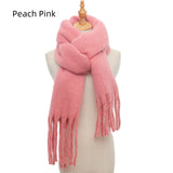 Thick Solid Color Long Tassels Scarf