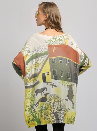 Women's Printed Pullover Loose Plus Size Sweater