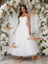 White Spaghetti Straps Wedding Dress