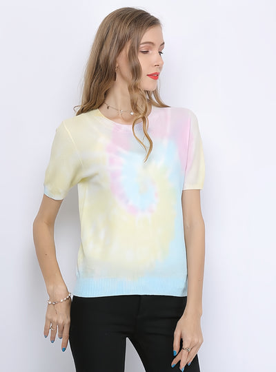 Round Neck Tie-dyed Slim T-shirt