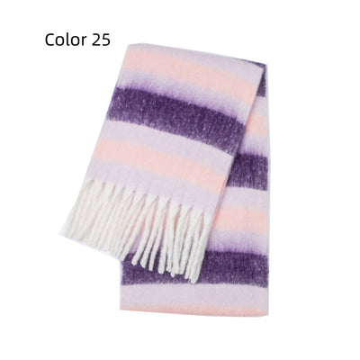 Thick-bearded Four-grid Thick Double-sided Plaid Scarf