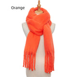 Thick Solid Color Long Tassels Scarf