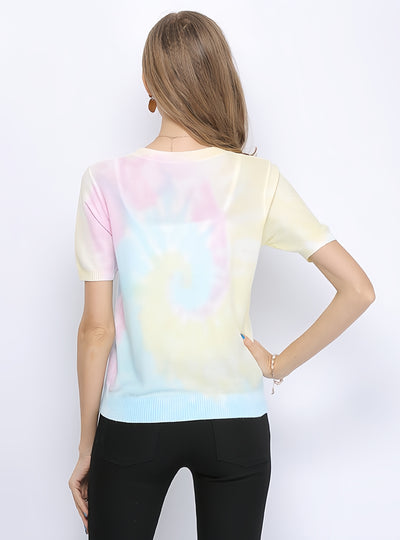 Round Neck Tie-dyed Slim T-shirt