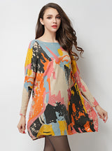 Loose Graffiti Printed Pullover Sweater