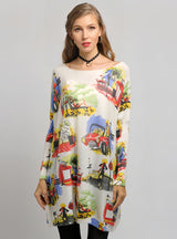 Women Loose Pullover Print Sweater