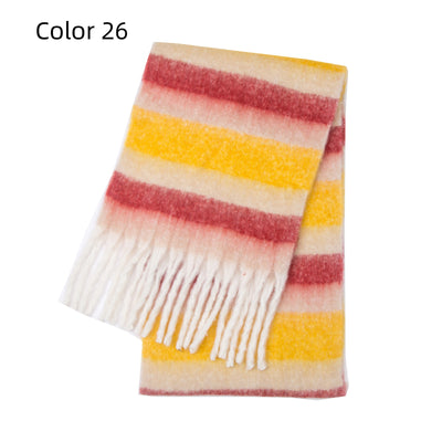 Thick-bearded Four-grid Thick Double-sided Plaid Scarf