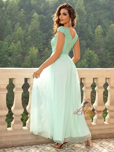 Chiffon Stitching Sequined Dress