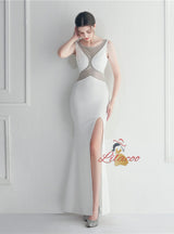 Split Beading Mermaid Prom Dress