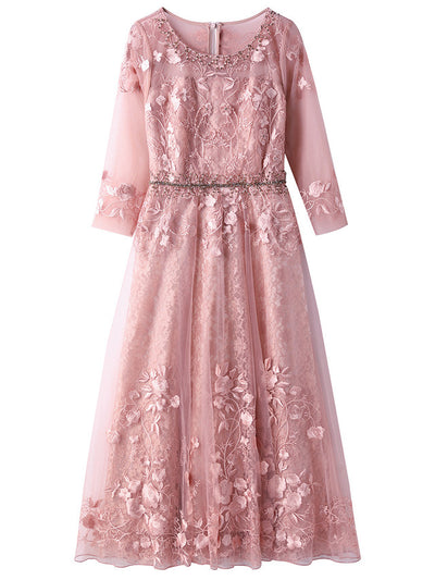 Pink Tulle Lace Mother Of The Bride Dress