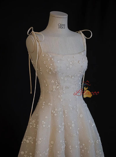 Ivory Spaghetti Straps Short Prom Dress