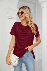 Solid Color Round Neck Short Sleeve T-shirt