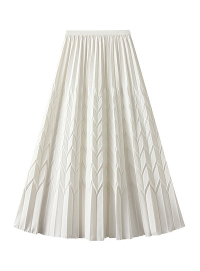 Elastic High Waist Solid Color Pleated Skirt