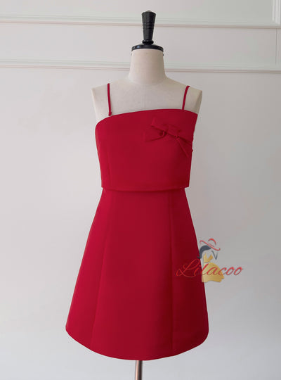 Red Strapless Short Prom Dress