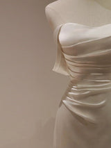 White Mermaid Pleats Off the Shoulder Wedding Dress